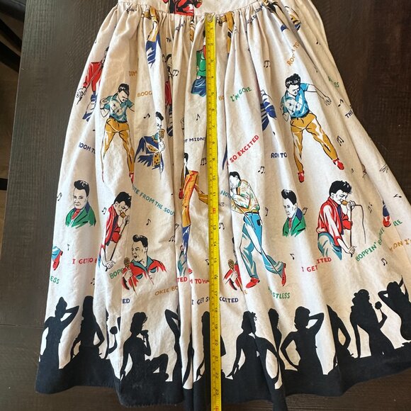 Bernie Dexter Rockabilly Idol Dress Elvis Print Cotton Fit and Flare Size S - Picture 6 of 7